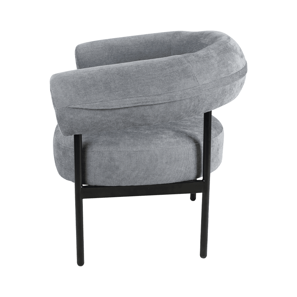 Grijze metalen frame lounge stoel