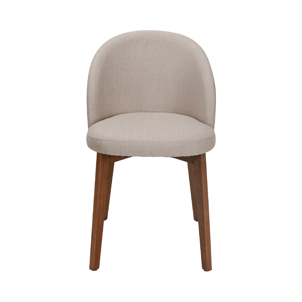 Armloze vaste houten eetkamerstoel