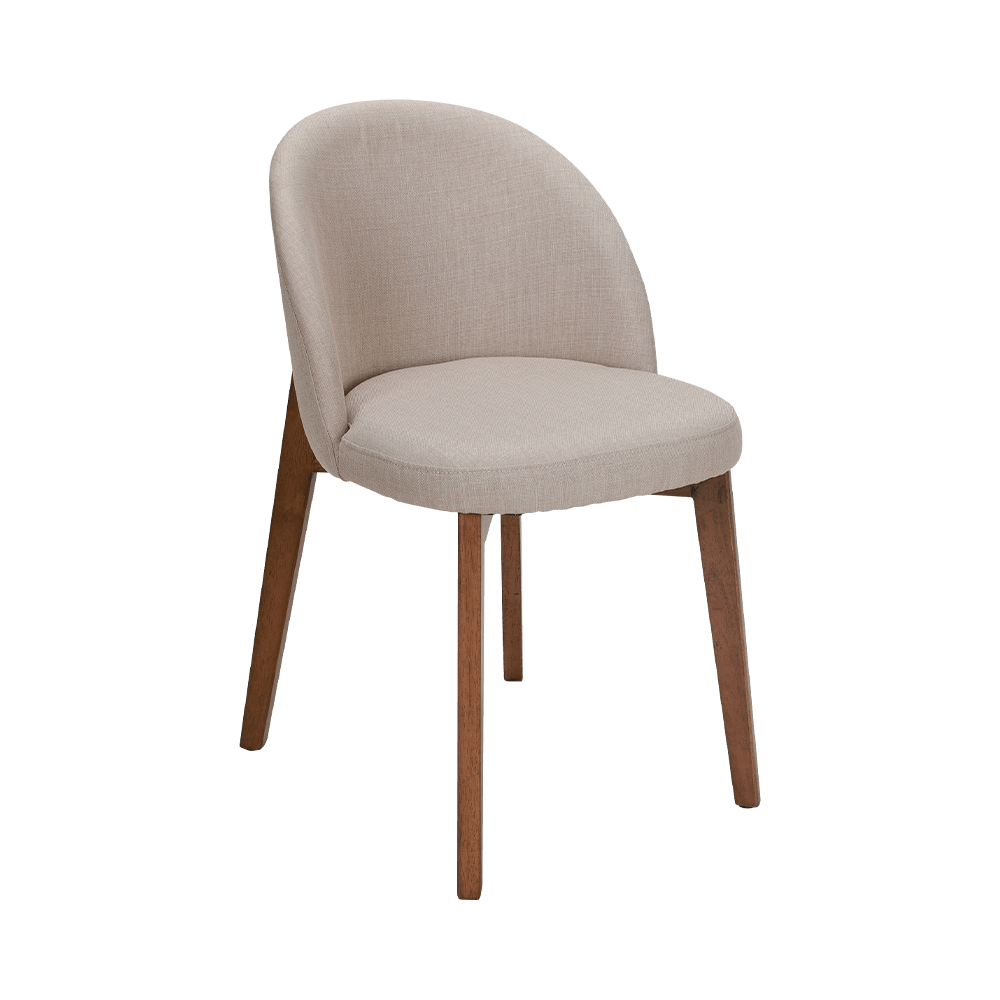 Armloze vaste houten eetkamerstoel