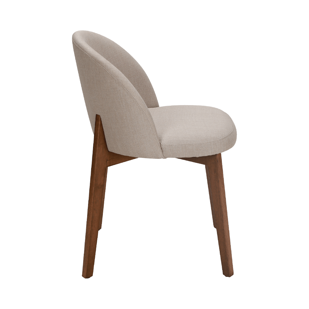 Armloze vaste houten eetkamerstoel