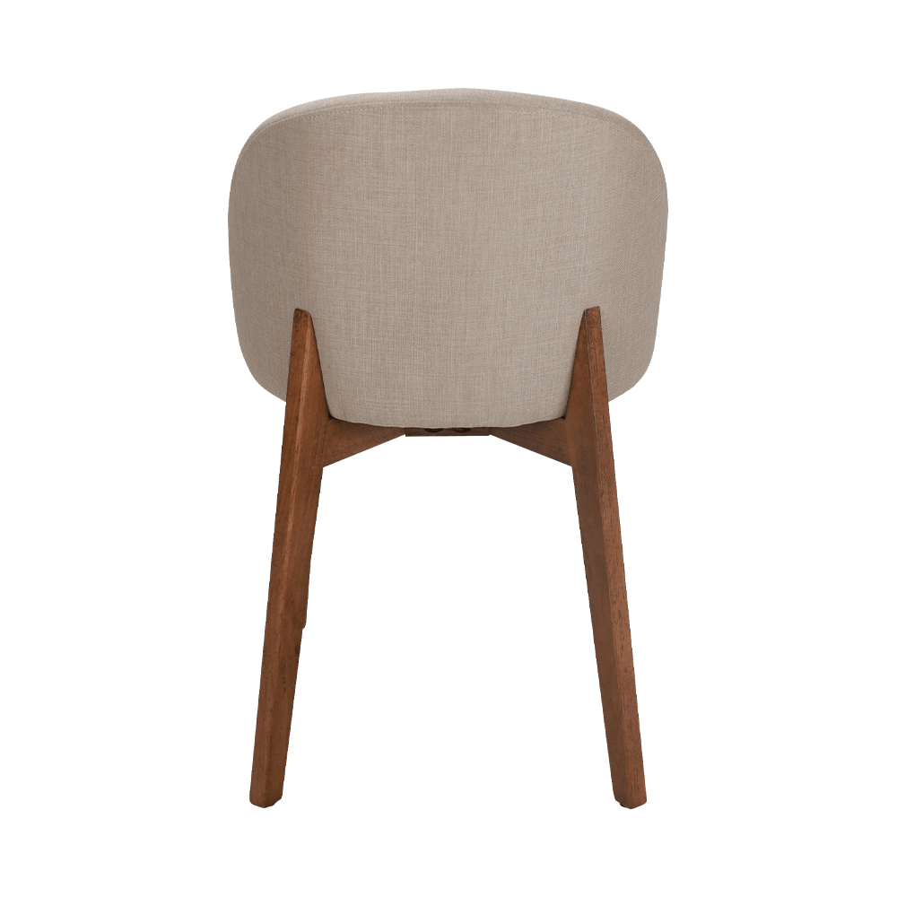 Armloze vaste houten eetkamerstoel