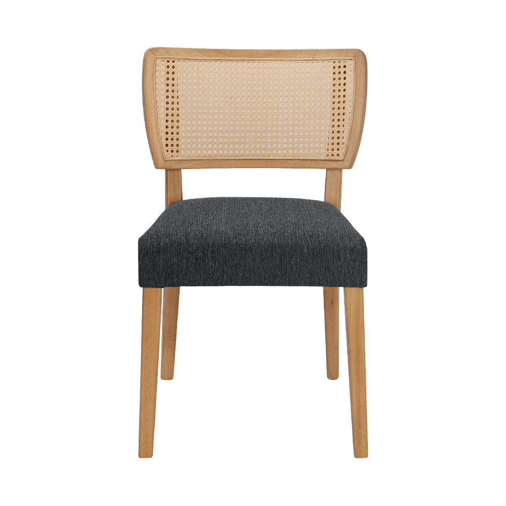 Grijze houten eetkamerstoel met rugleuning