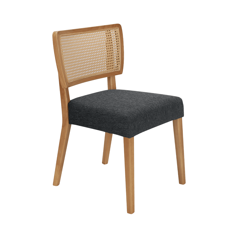 Grijze houten eetkamerstoel met rugleuning