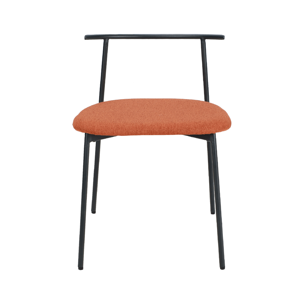 Oranje gebogen metalen been eetstoel