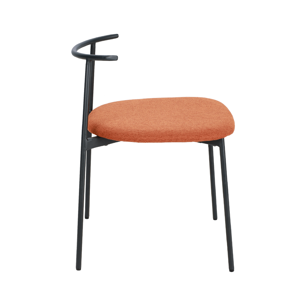 Oranje gebogen metalen been eetstoel
