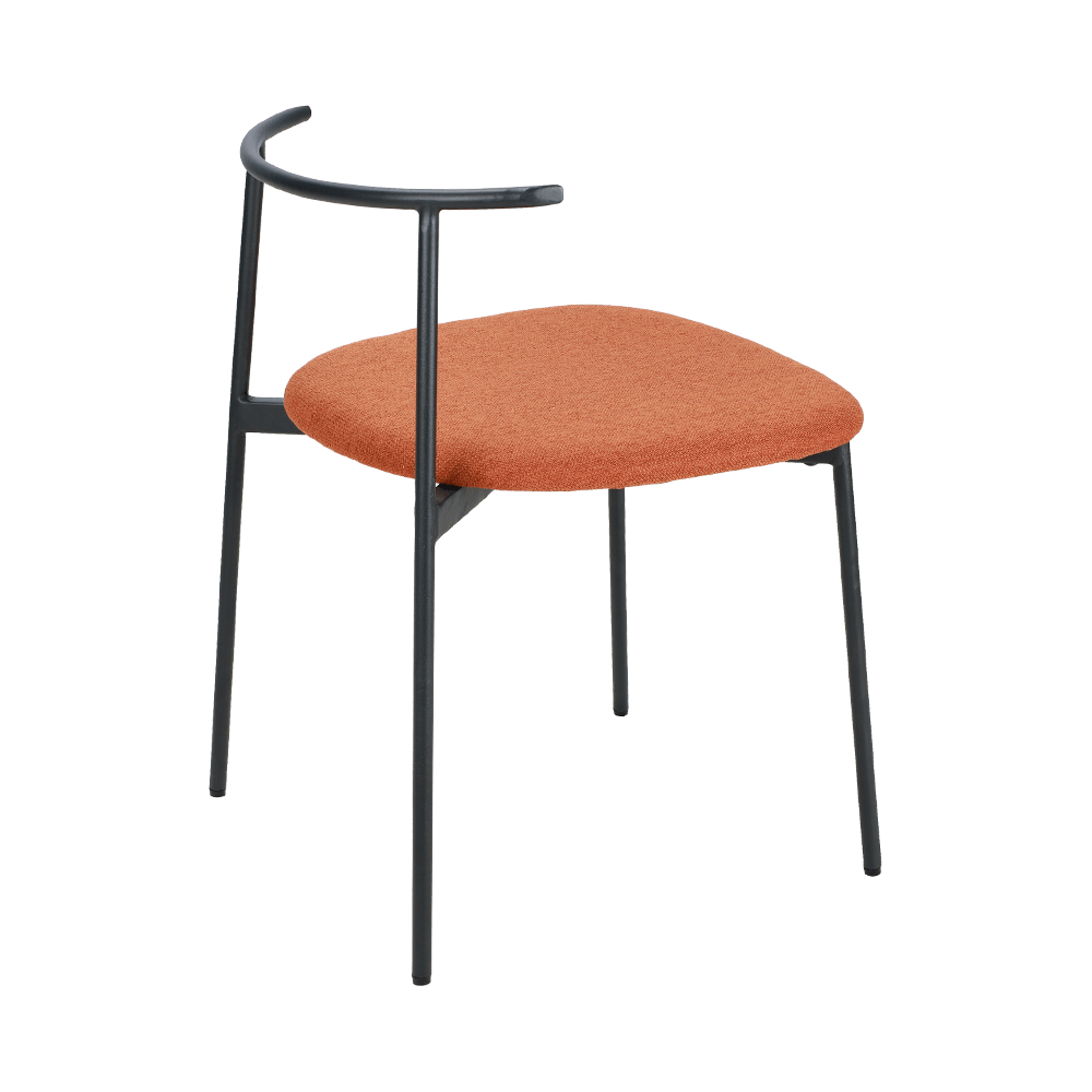 Oranje gebogen metalen been eetstoel