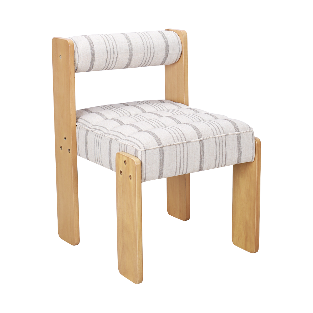 Witte stof vaste houten eetstoel