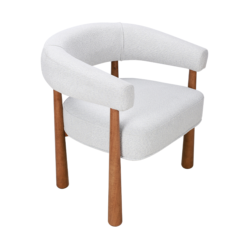 Witte stof vaste houten poot eetstoel