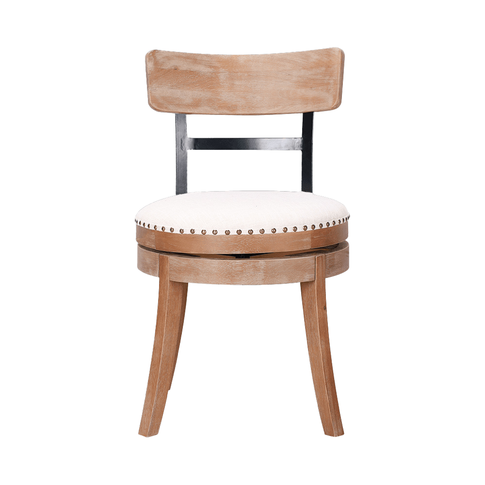 Ronde kussen vaste houten eetstoel